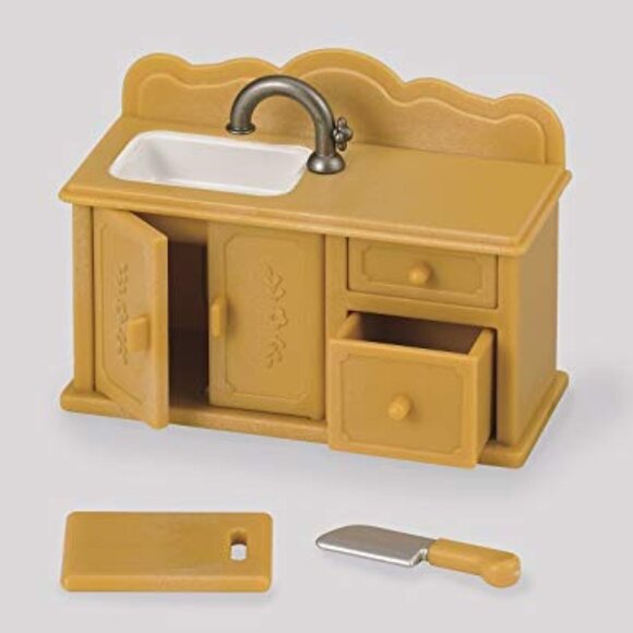 Calico Critters (Sylvanian Families) Sheep Sister With Kitchen Set New in Box - Picture 6 of 14